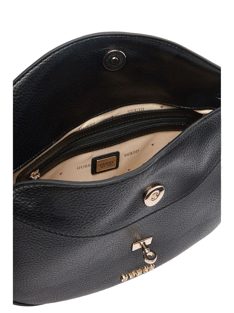 Guess Textured Polyurethane Shoulder Bag — Black