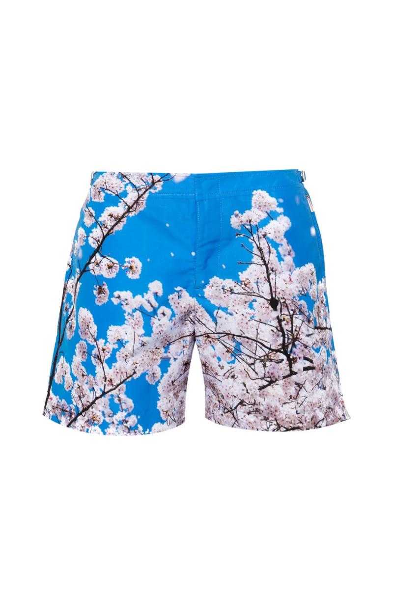 Orlebar Brown Photographic Floral-Print Shorts — Blue