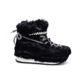 Hogan Fur-Trim Lace-Up Boot — Black