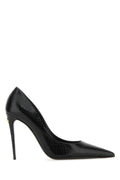 Dolce & Gabbana Croc-Embossed Patent Leather Pump — Black
