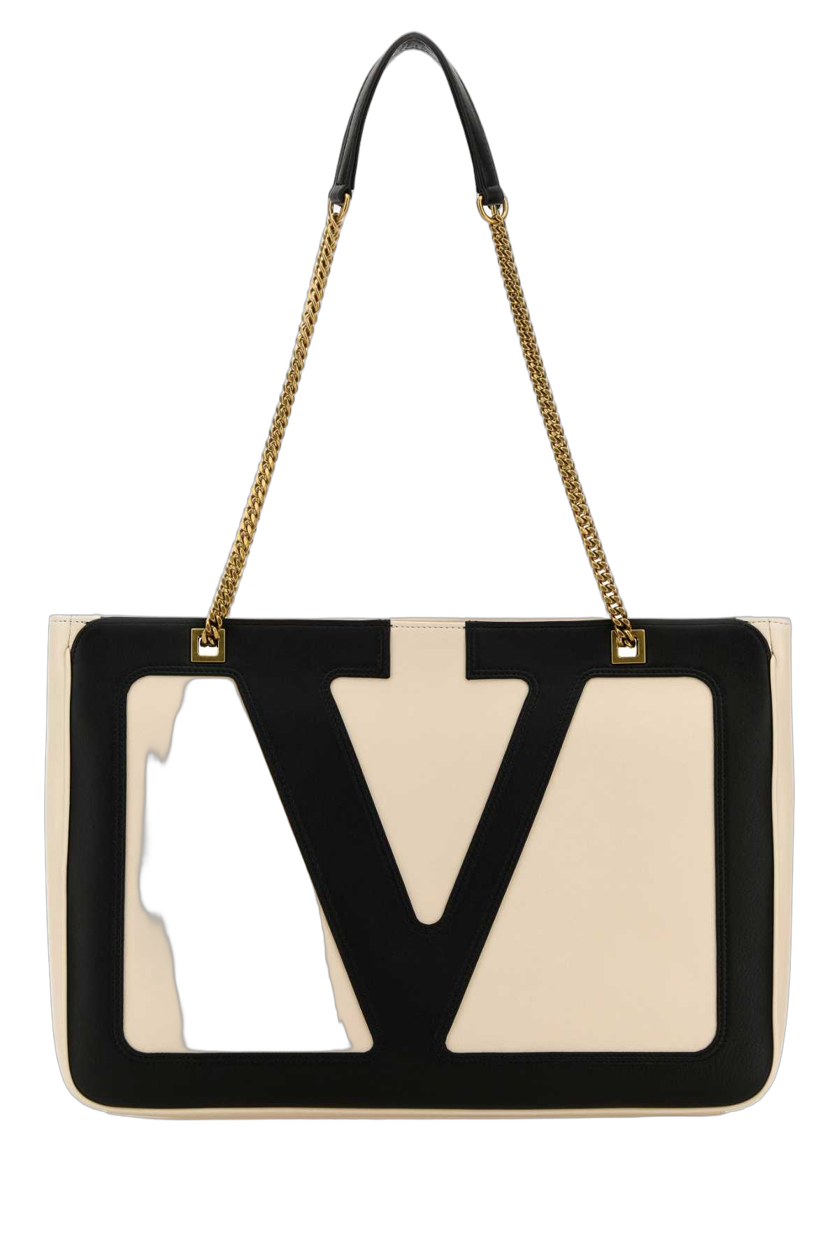 Valentino Garavani Logo Cutout Leather Shoulder Bag — Multicolor