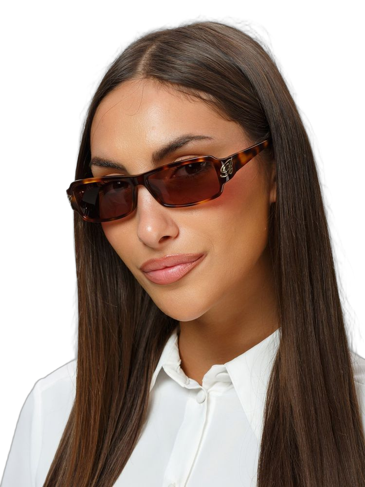 Blumarine SBM906 Glossy Havana Acetate Sunglasses — Brown