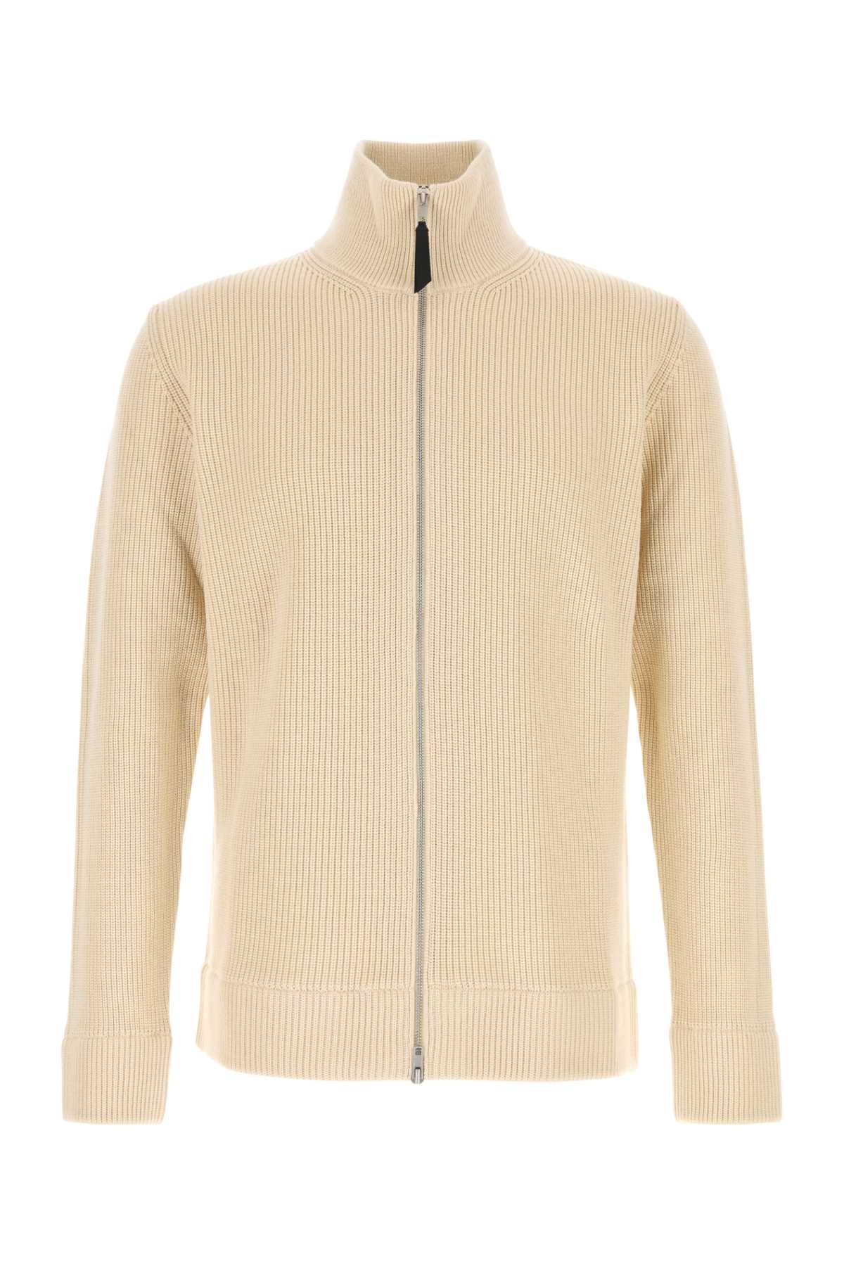 Maison Margiela Ribbed Cotton-Wool Sweater — Beige