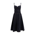 Self-Portrait Denim Flared Midi Dress — Blue