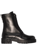 Ferragamo Leather Combat Boot — Black