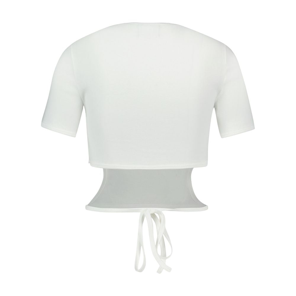 Courreges Ribbon Cut-Out Contrast T-Shirt — White