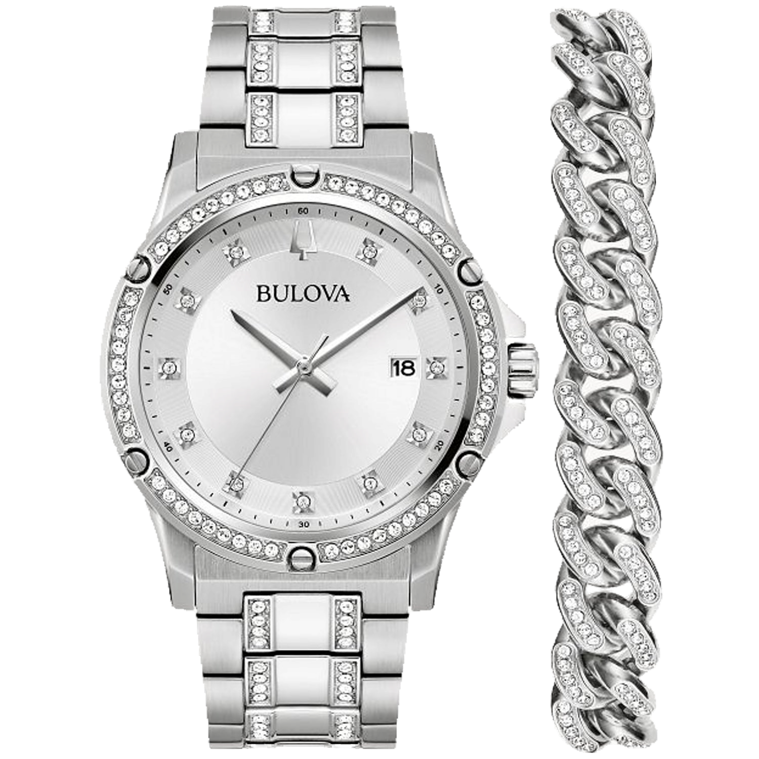 Bulova Crystal-Embellished Watch — Silver