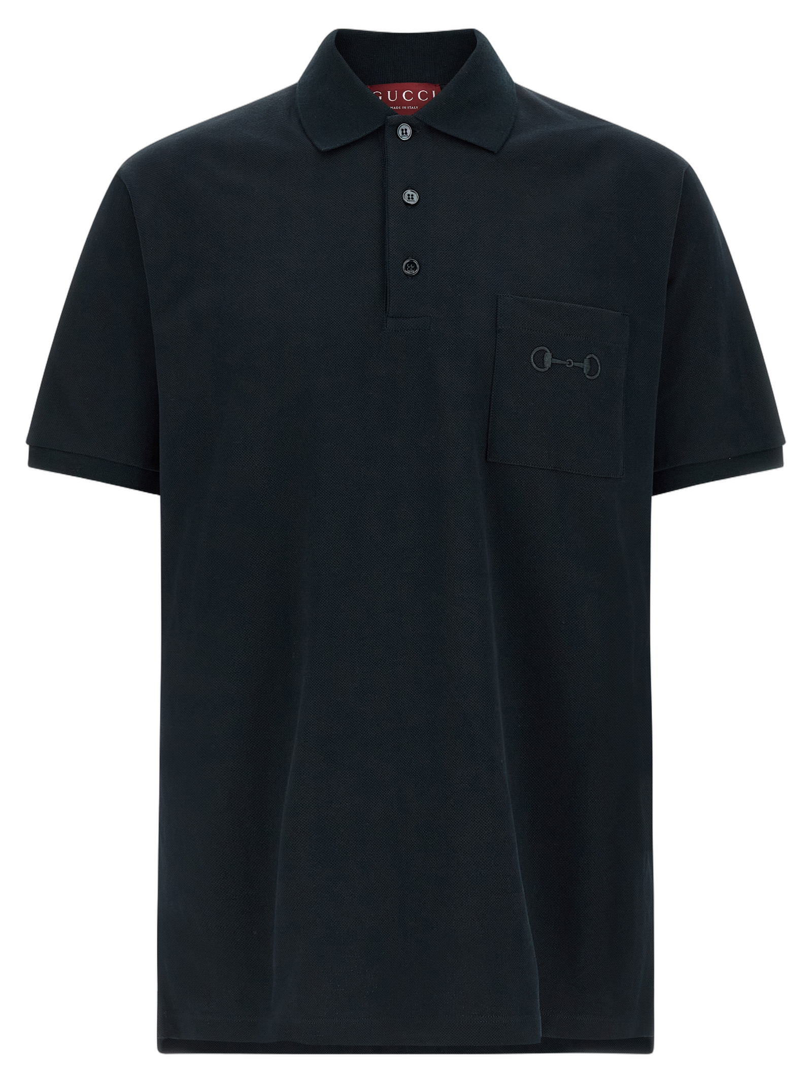 Gucci Cotton Piquet with Horsebit Embroidery Polo — Navy