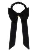 Ferragamo Fabric with Golden-Metal Charm Bow Tie — Black