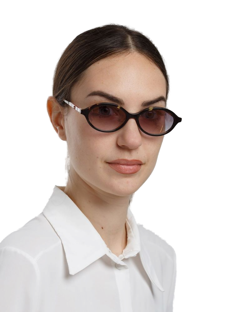 Ana Hickmann AH9539 Oval Cat-Eye Acetate Sunglasses — Tortoise