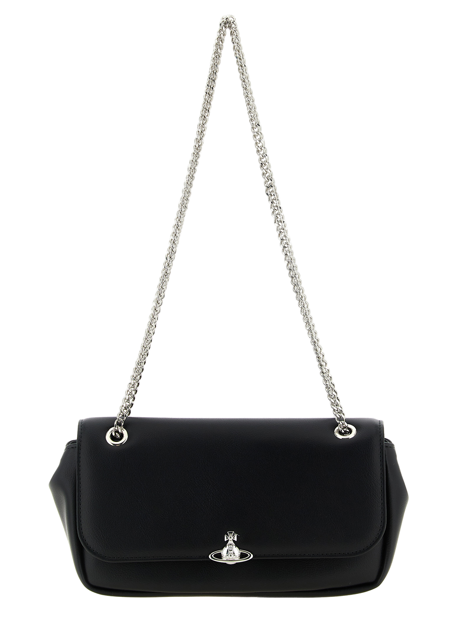 Vivienne Westwood Silver Orb-Adorned Polyester Crossbody Bag — Black