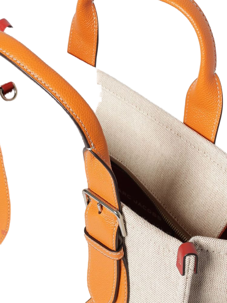 Marc Jacobs Canvas & Leather Tote Bag — Beige