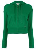 Valentino Logo-Plaque Cashmere Hoodie — Green