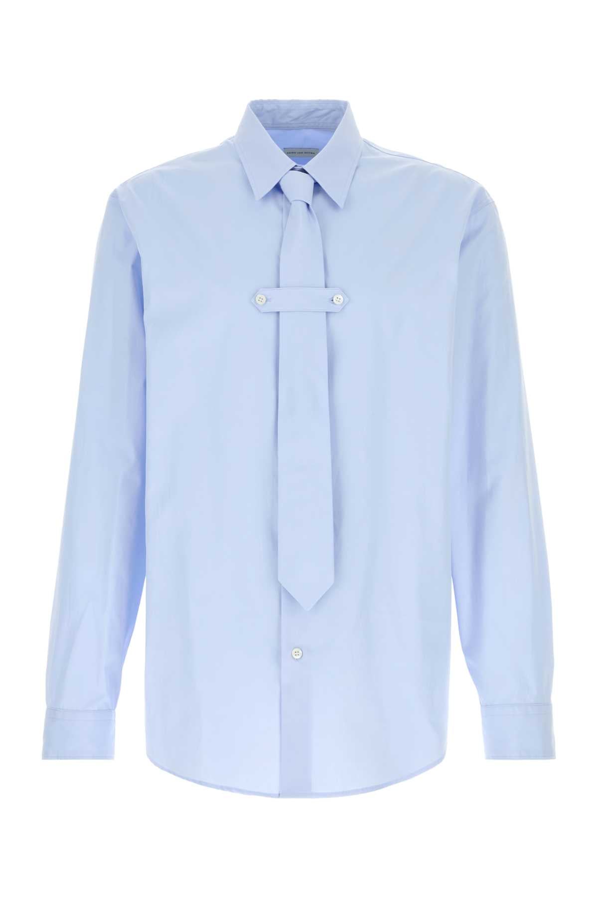 Dries Van Noten Poplin Cotton Shirt — Blue