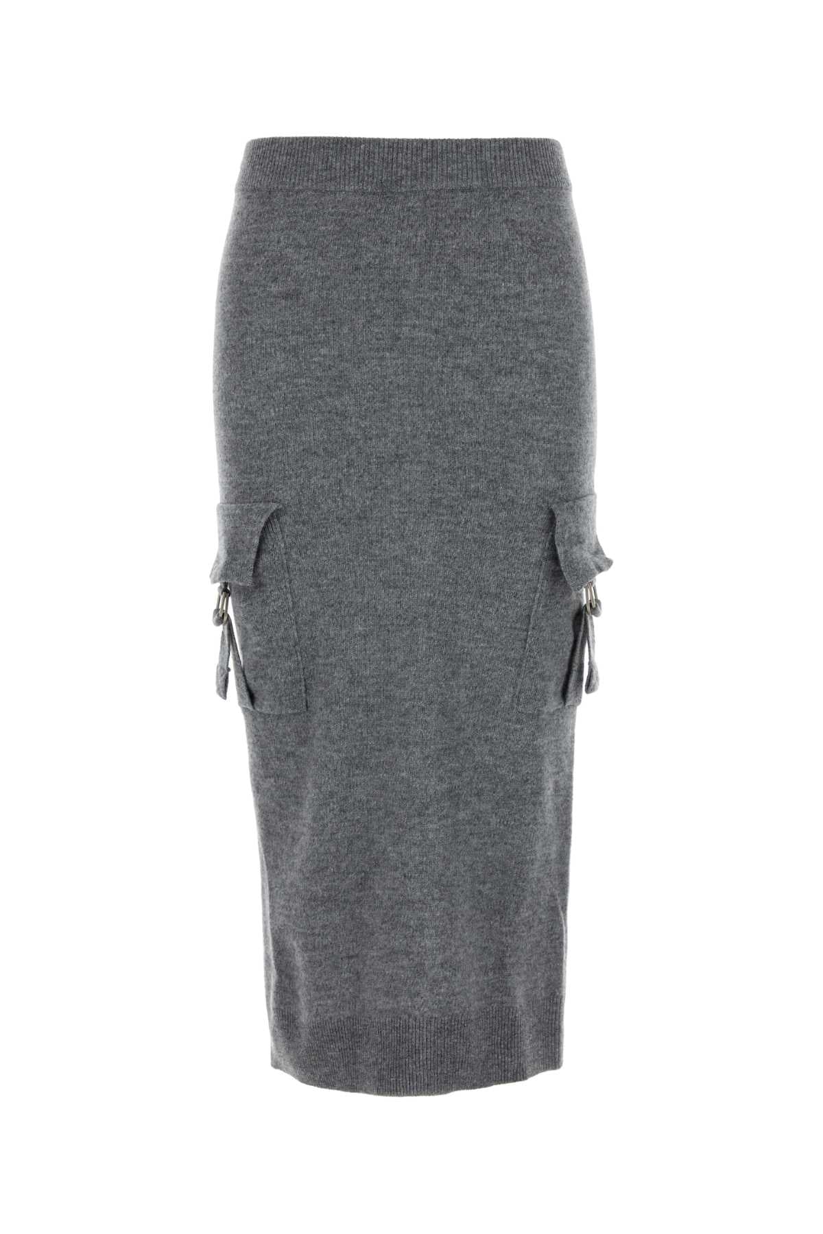 Blumarine Wool Pencil Skirt — Gray