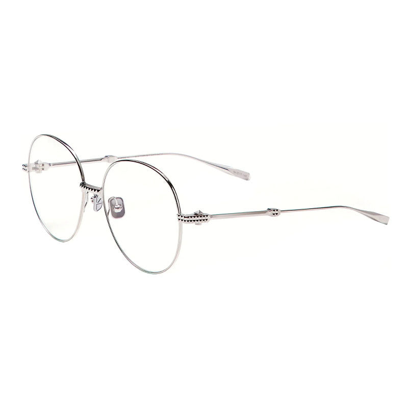 Valentino VLX-136B Metal Round-Frame Eyeglasses — Silver