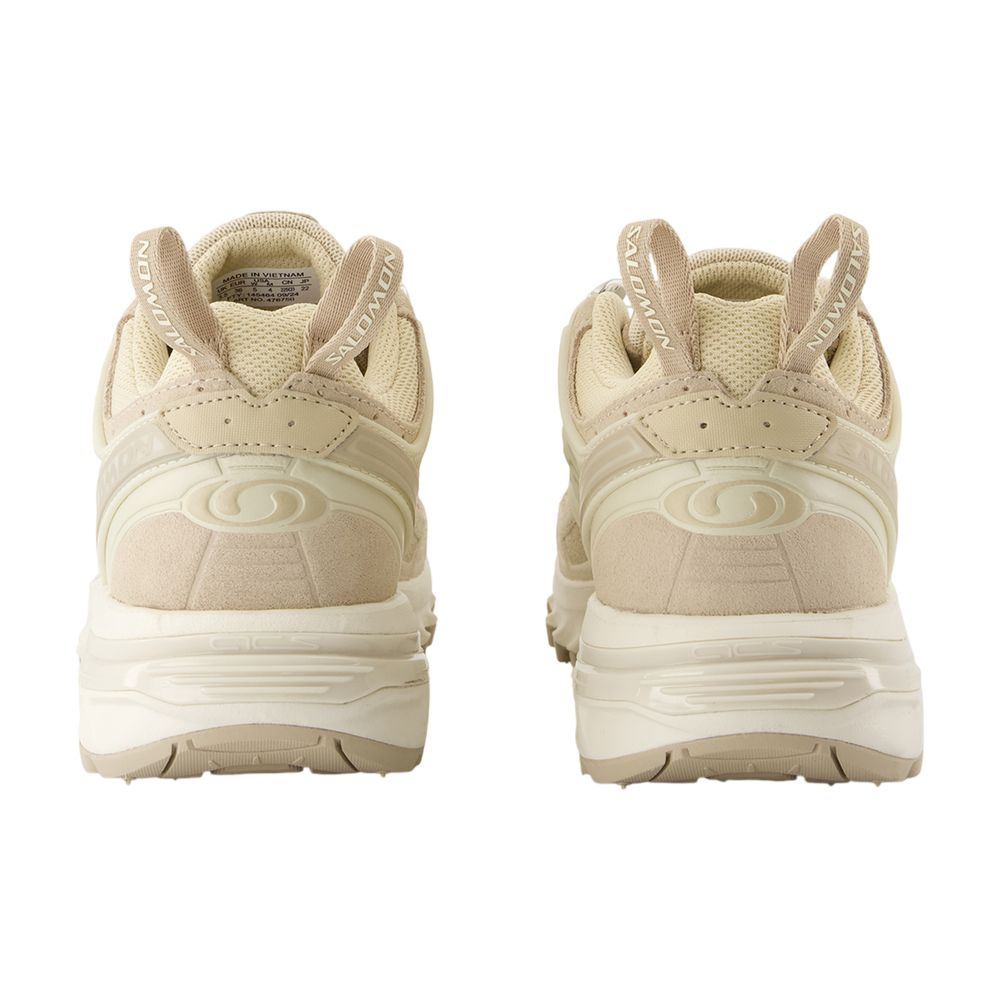 Salomon Calfskin Leather Sneaker — Beige