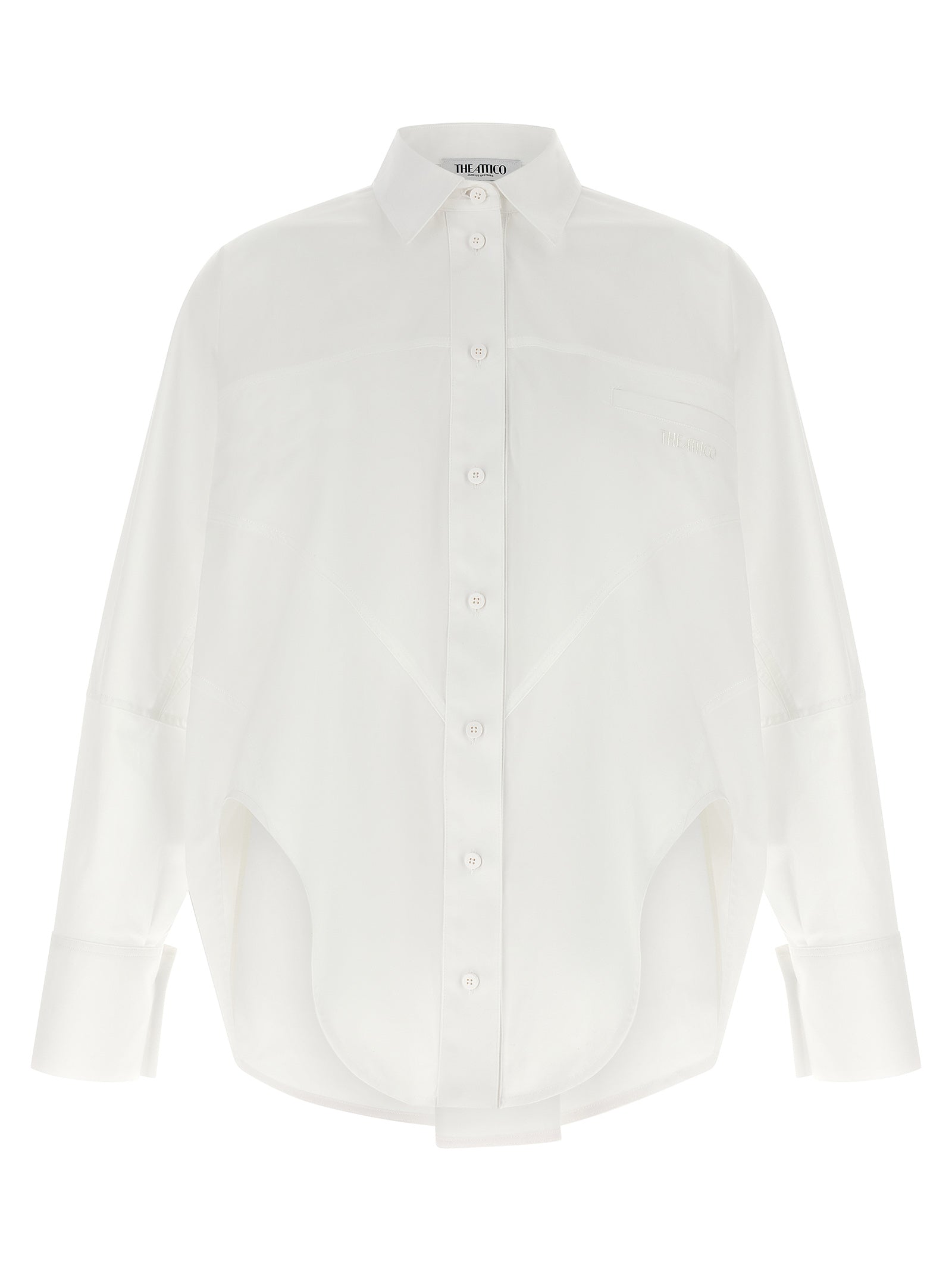 The Attico Geometric-Stitched Cotton Shirt — White