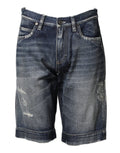 Dolce & Gabbana Distressed Denim Bermuda Shorts — Blue