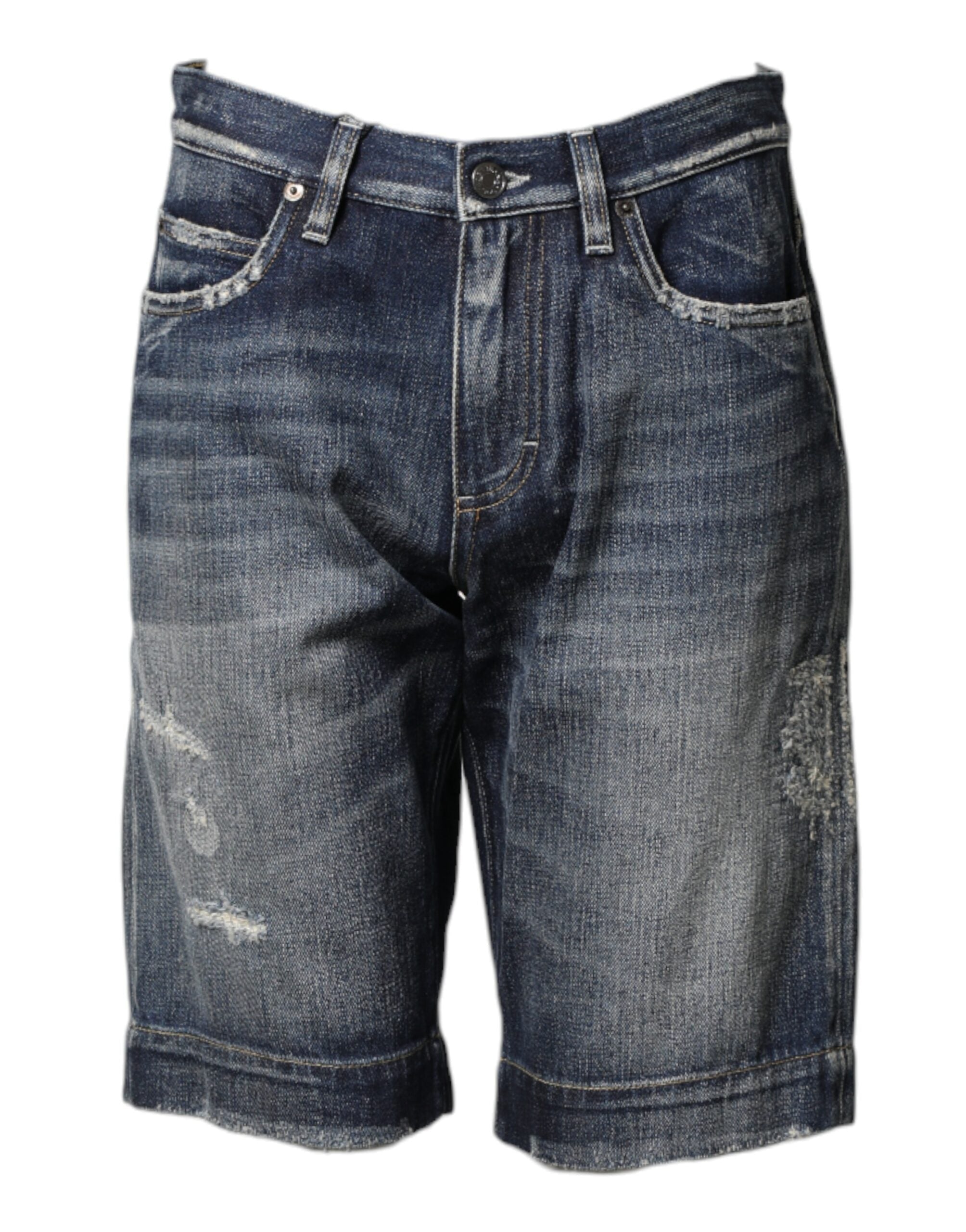 Dolce & Gabbana Distressed Denim Bermuda Shorts — Blue