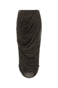 Magda Butrym Stretch Cupro Ruched Skirt — Brown