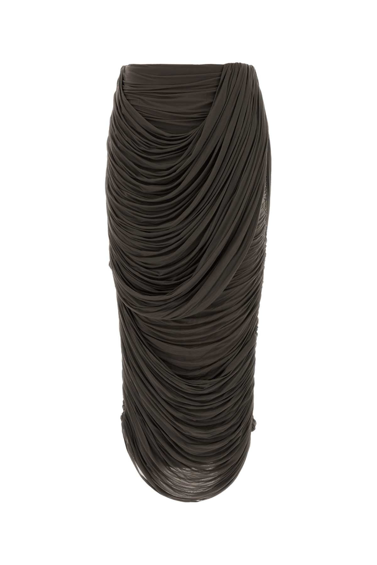 Magda Butrym Stretch Cupro Ruched Skirt — Brown