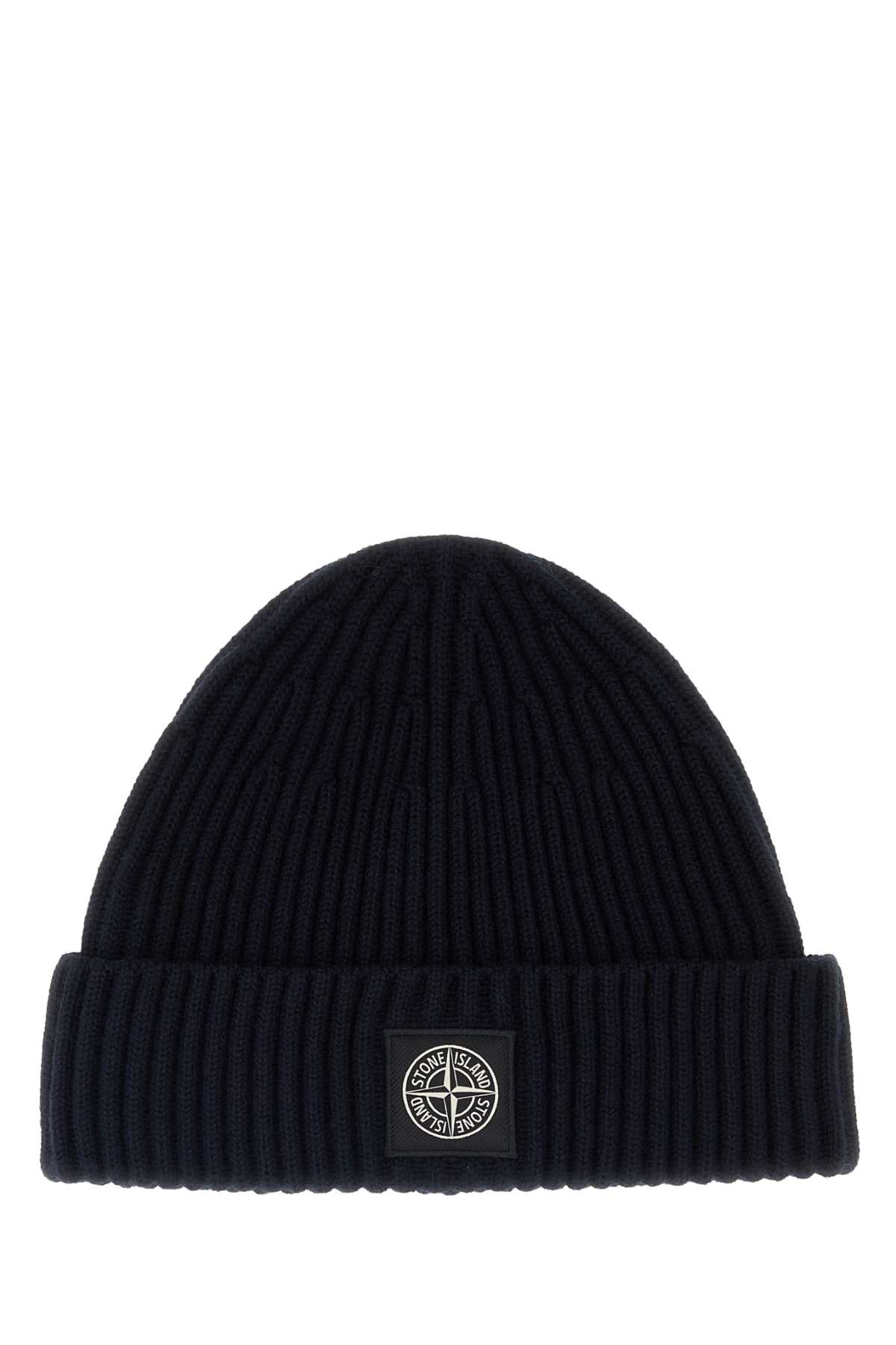 Stone Island BEANIE Virgin Wool Ribbed Beanie — Navy