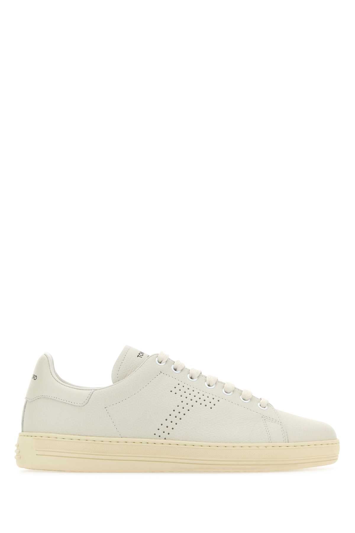 Tom Ford Perforated Leather Sneaker — Beige