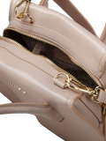 Coccinelle Shiny Calf Shoulder Bag — Beige