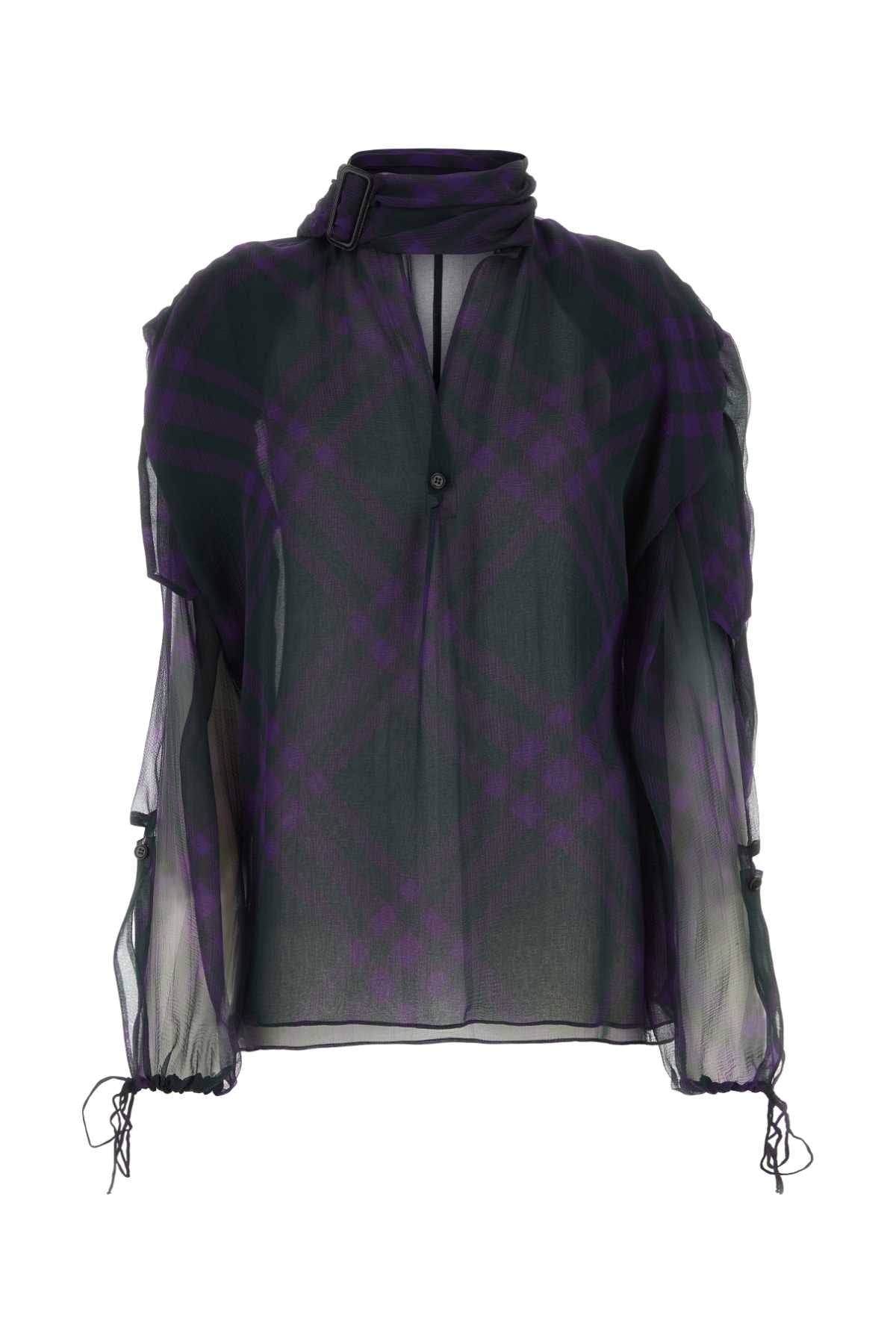 Burberry Silk Patterned Blouse — Purple