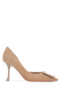 Roger Vivier Suede Pointed-Toe Pump — Beige