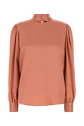 Tom Ford Silk Mock-Neck Blouse — Orange