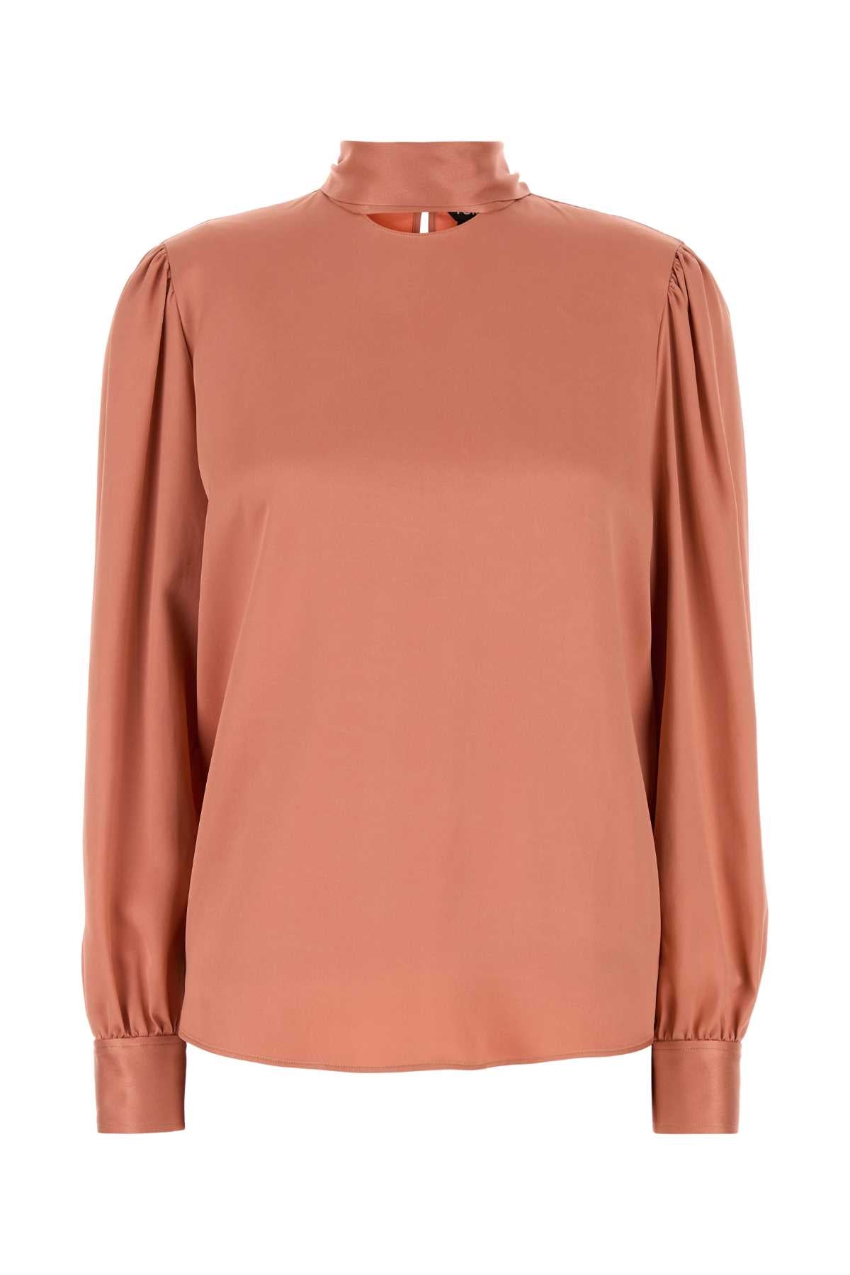 Tom Ford Silk Mock-Neck Blouse — Orange