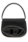 Diesel Leather 1DR with Metal Logo Plaque Shoulder Bag — Black