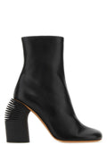Off-White Ridged Block-Heel Leather Ankle Boot — Black