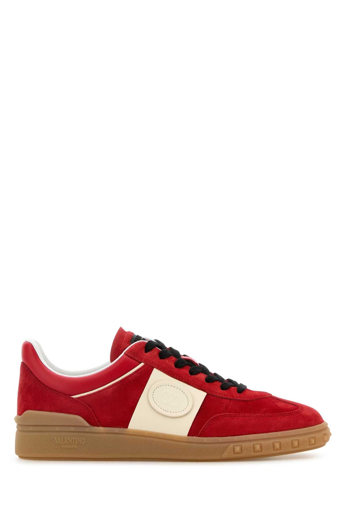 Valentino Garavani Suede Low-Top Sneaker — Red