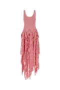 Blumarine Layered Ruffled Viscose Dress — Pink