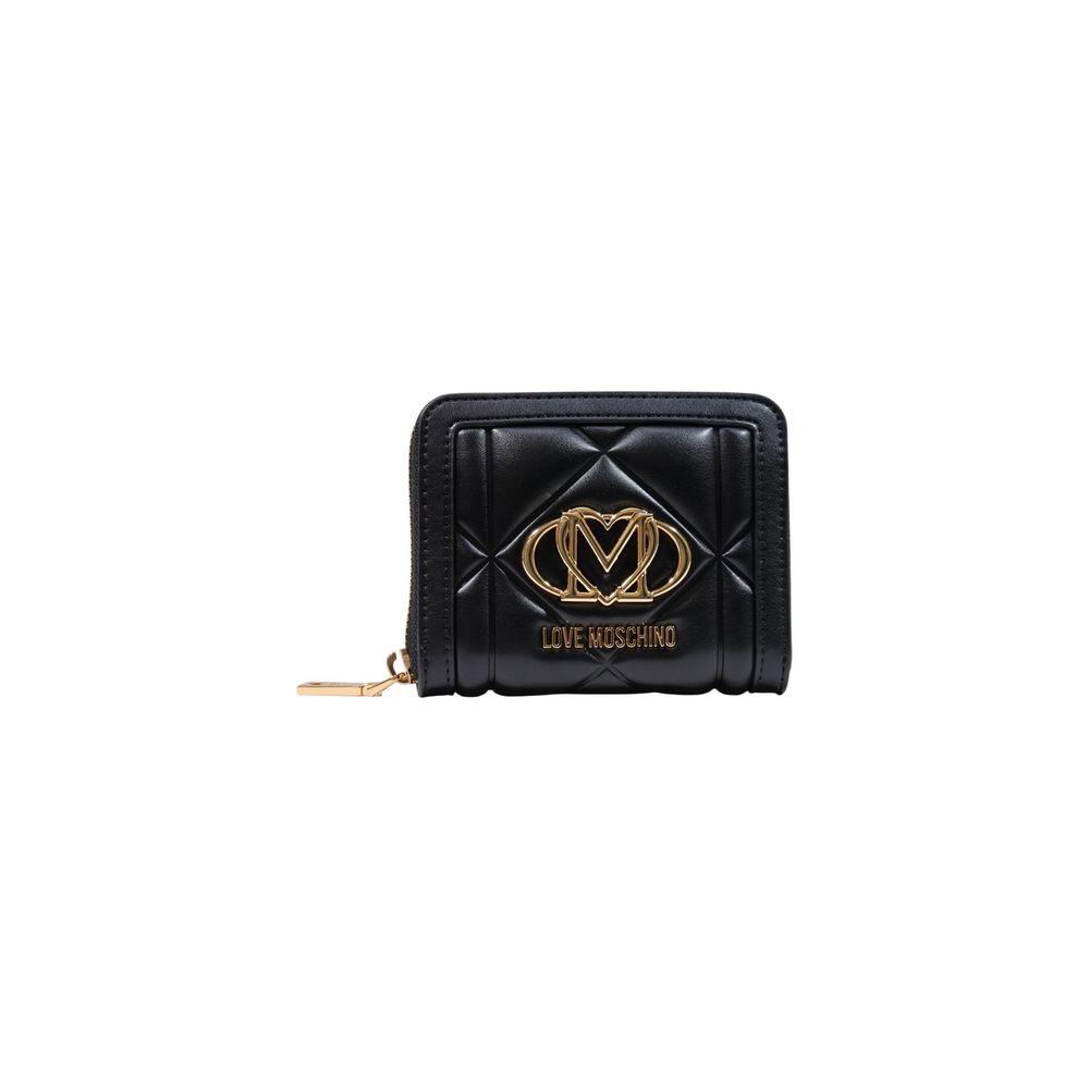 Love Moschino Quilted Polyurethane Wallet — Black