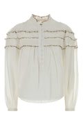 Isabel Marant Etoile Ruffled Cotton-Viscose Blouse — White
