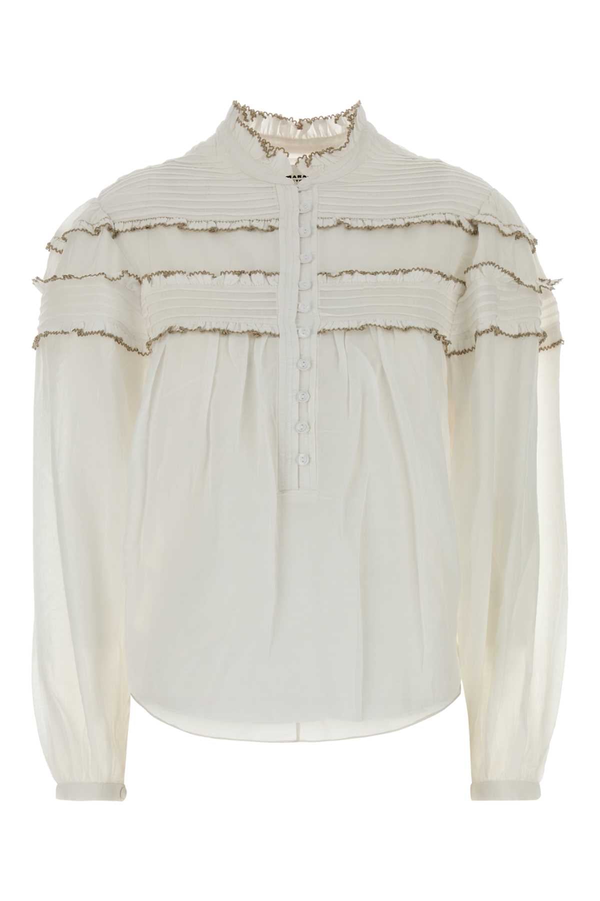 Isabel Marant Etoile Ruffled Cotton-Viscose Blouse — White