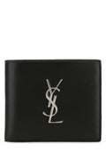 Saint Laurent Logo-Engraved Calfskin Wallet — Black