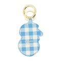 Ganni Gingham Calfskin Key Case — Blue