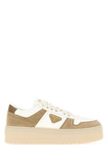 Prada Downtown Bold Sneakers — Beige