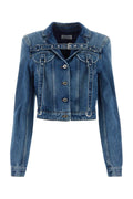 Off-White Cropped Denim Jacket — Blue