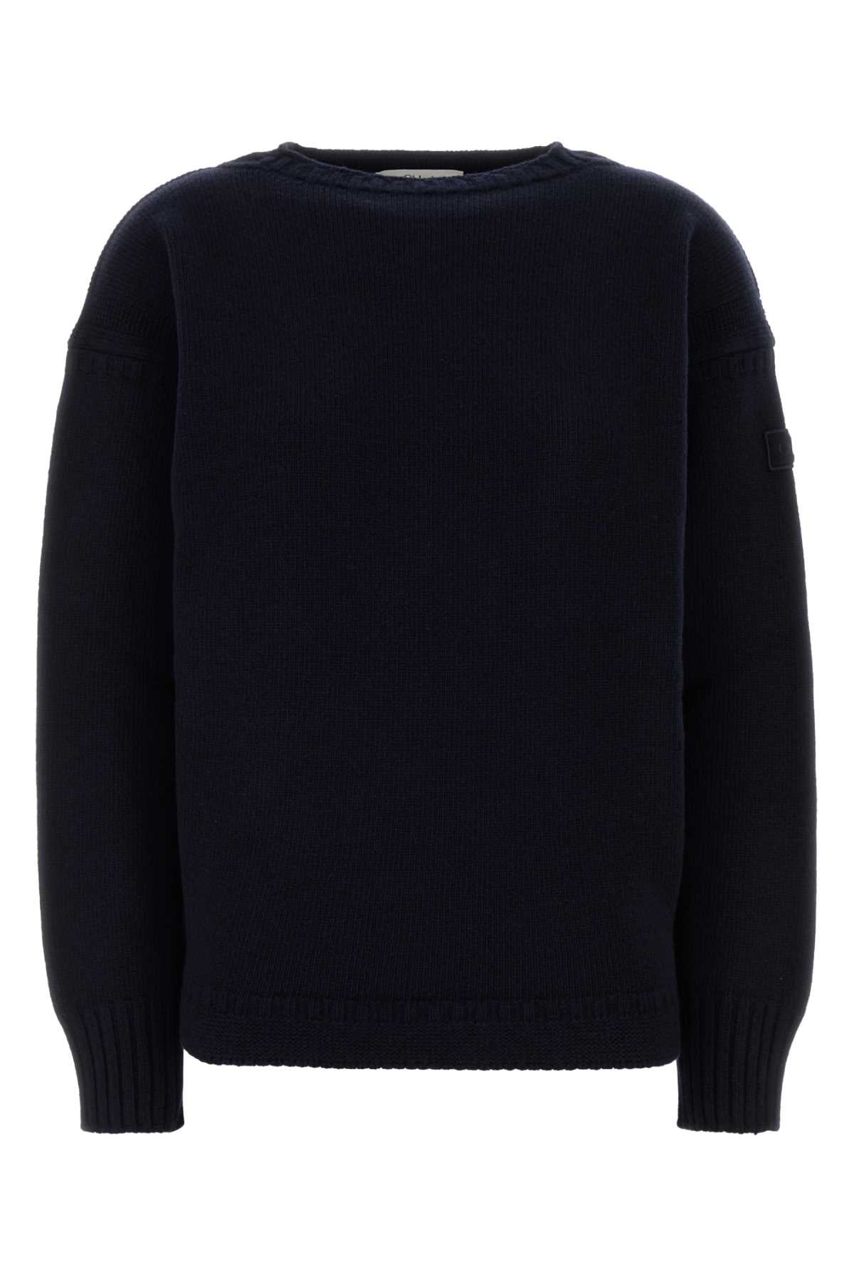Chloé Virgin Wool and Cashmere Knit Sweater — Navy