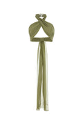 AMI Paris Silk Wrap-Halter Tank Top — Green