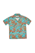 Orlebar Brown Lotus-Print Linen-Viscose Shirt — Turquoise