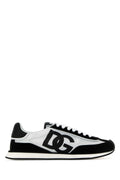 Dolce & Gabbana Logo-Print Leather & Fabric Sneaker — White