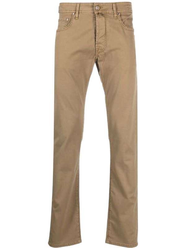 Jacob Cohen Cotton-Stretch Slim-Fit Trousers — Beige