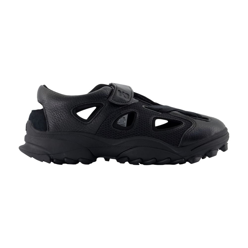 Y-3 Leather Hybrid Sandal — Black